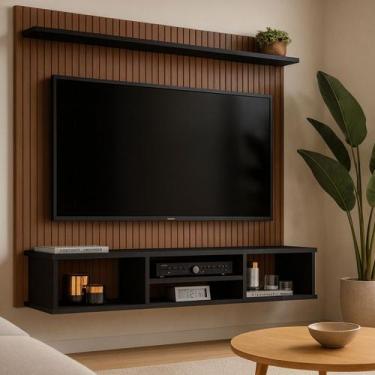 Imagem de Painel Home Ripado 3d Suspenso Grande Tv Até 50 Polegadas - Karaka Sto