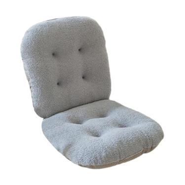 Imagem de KiBcsLic Almofada para cadeira de escritório, almofada de pelúcia com apoio para as costas, para assento para sedentários, hotel, cozinha, sala de jantar, Azul Acinzentado