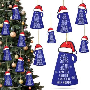 Imagem de Syhood 15 peças de enfeites de Natal para líderes de torcida presentes a granel para a equipe, enfeites de megafone de torcida com chapéu de Papai Noel para adolescentes acessório esportivo (clássico