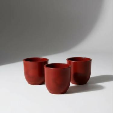 Imagem de kit 3 Vasos Bojo Marmorizado1 Platinum luxo resistente, leve, elegante, sala, recepção, decoração mesas, rack, etc (Vermelho marmorizado)