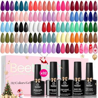 Imagem de beetles Gel Polish Conjunto De Esmaltes Em Kit Unhas Verão Pastel Primavera 36 Peças 32 Cores Com Base Top Coat Rosa Choque Verde Preto Branco Borgonha Vermelho Azul Roxo Presentes Para Mulheres Pal