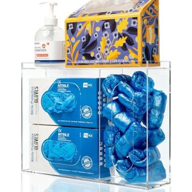 Imagem de SEANADO Suporte De Luvas Descartáveis De Acrílico Para Montagem Em Parede Ou Mesa, Organizador De Porta-Luvas Transparente, Dispensador Com Tampa Para Lenços De Papel, Protetor De Barba, Máscaras F