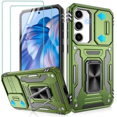 Imagem de Gritup Capa para Samsung Galaxy S24 Plus com 2 protetores de tela HD e capa de câmera deslizante, proteção contra quedas de grau militar de 3,5 m, suporte de anel magnético, capa protetora para