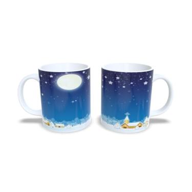 Imagem de Caneca de Cerâmica Natalina, Branca, 325ml, com Decoração de Bolas de Natal em Vermelho, Azul e Verde (14)