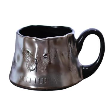 Imagem de Caneca de café de cerâmica borboleta grande fofa feita à mão grande xícara de chá feminina 590 ml xícara de chá feminina namorada presentes de dia das mães novidade irregular canecas grandes para chá