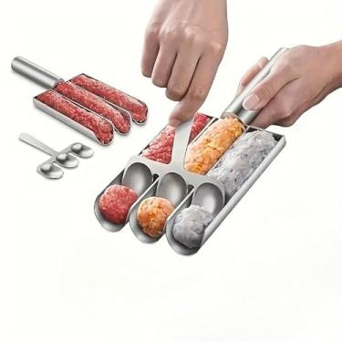Imagem de Modelador Versátil Cozinha Para Almôndegas Caseiras Ferramenta Triple De Aço Inoxidável Com Pá De Corte E Vazamento