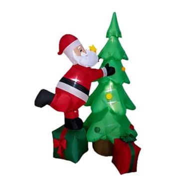 Imagem de predolo Decoração Inflável de Natal de 1,8 M para Exterior com Saco de Presente. Versátil E Grande Papai Noel Inflável para Jardim, Pátio, Telhado E Decoração