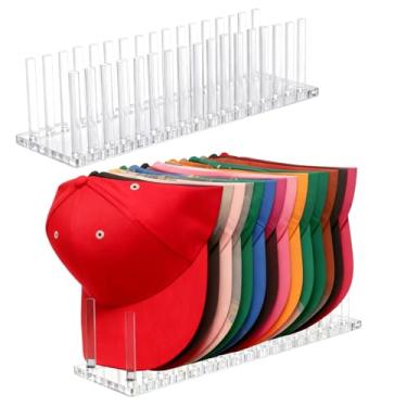 Imagem de Goklmn Suporte para chapéus de beisebol, organizador de chapéus de acrílico, transparente, suporte para 16 bonés de beisebol, expositor e organizador para armário, mesa, entrada, penteadeira