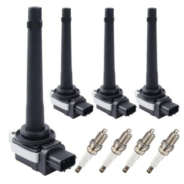 Imagem de Pacote de bobina de ignição UF591 e velas de ignição irídio (conjunto de 4) compatível com Nissan 2007-2009 Sentra 2.0L l4 para 22448ED800
