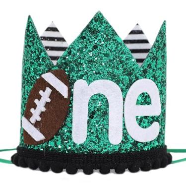 Imagem de EPSEED Football First/1st Birthday Crown - Football One Birthday Decorations,First Year Down Crown Decor,Sports Theme Party Hat (football-1)