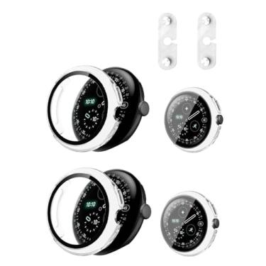 Imagem de Pacote com 2 capas para Google Pixel Watch 4 45 mm, capa protetora NOUKAJU Smartwatch com auxílio de carregamento, capa protetora de tela para Google Pixel Watch 4 SmartWatch 45 mm (transparente +