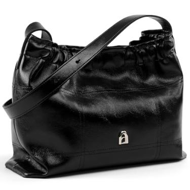 Imagem de LA FESTIN Bolsas de ombro femininas de couro com alça ajustável para viagens, Preto, Viagens