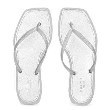 Imagem de Chinelo Brizza Arezzo Bico Quadrado Metal Square Prata - Feminino - 35/36 - Prata