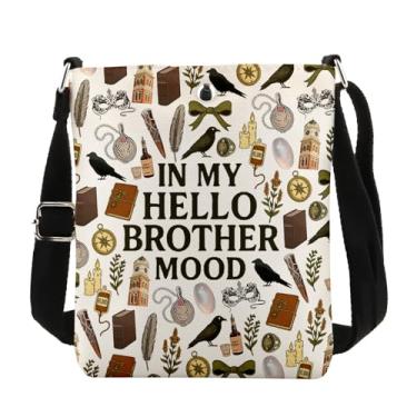 Imagem de MAOFAED Presente engraçado de irmãos vampiros, In My Hello Brother Mood Bolsa tiracolo para fãs, presente de fãs de programa de TV (brotherMood)