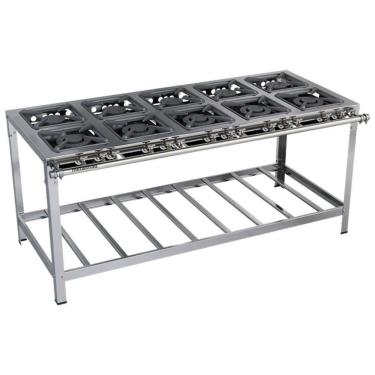 Imagem de Fogão Industrial Stori Premium 10 Bocas 30x30 M17 Aço Inox 430 Metalmaq Fogão Baixa Pressão