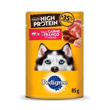 Imagem de Ração Úmida Sachê High Protein Cães Adultos Carne e Frango 85g Pedigree