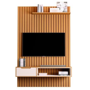 Imagem de Rack E Painel Ripado Com 1 Gaveta Trapani Nature Pérola