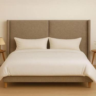 Imagem de Cabeceira Cama King 210cm Estofada Linho ou Veludo Editável - Casa Lar