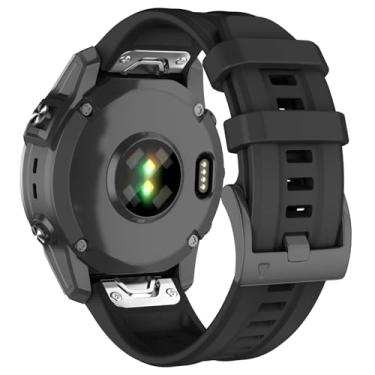 Imagem de Pulseira de relógio de 26 mm compatível com Garmin Fenix 7X/Fenix 6X/Fenix 5X/Fenix 8 de 51 mm/Quatix 8, pulseiras de silicone macio de substituição para Fenix 3/3 HR, Fenix 5X Plus/6X Pro/Descent Mk2