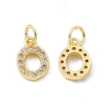 Imagem de Ipotkitt 5 peças de pingentes de letra O de zircônia cúbica de latão dourado com anel de salto e letras do alfabeto para fazer joias faça você mesmo, pulseira, colar, brincos, artesanato