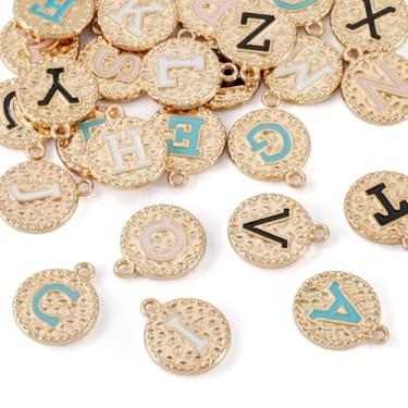 Imagem de Spritewelry Berloques de letras para fabricação de joias de liga esmaltada, pingentes de letra inicial maiúscula A-Z, pingentes do alfabeto para colar, pulseira, brincos, chaveiros, suprimentos de