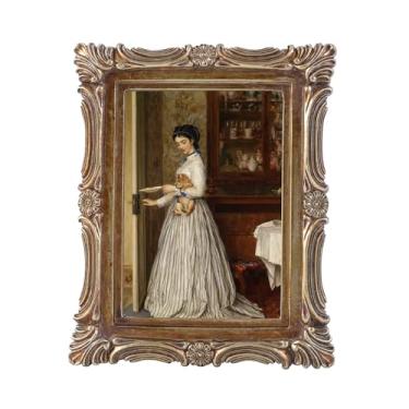 Imagem de VINLIFE Molduras vintage 6 x 8 cm ornamentadas bronze antigo, mini porta-retratos exclusivos, decoração de parede de galeria, para mesa e parede, estilo vitoriano, design floral