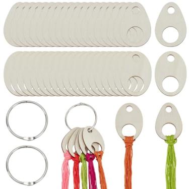 Imagem de FREEBLOSS 120 peças de gotas de fio de madeira, bobinas de lágrima de madeira, bobinas de ponto cruz com 2 anéis de fichário, organização de fio dental, bobina em forma de gota para armazenamento de