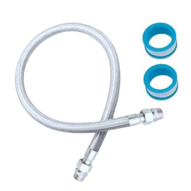 Imagem de Mangueira de jumper de compressor de aço inoxidável de grau industrial, 101,6 cm de comprimento - Conexões rotativas NPT de 3/10.2 cm, 398.9 °C e 450 PSI