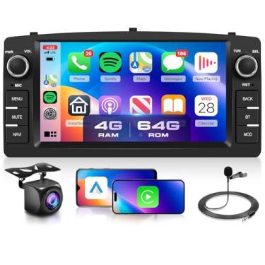Imagem de Rádio estéreo 4G + 64G para Toyota Corolla E120 E130 2000-2006, tela sensível ao toque IPS de 7 polegadas/Android 13/Wireless CarPlay/Android Auto/DSP 32 EQ/Navegação GPS/WiFi/5.0Bluetooth/FM/RDS/SWC
