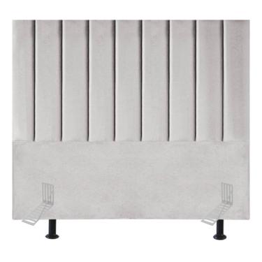 Imagem de Cabeceira Estofada Cama Box King 195 Cm Luísa Linho E Frame Cor:cinza Claro