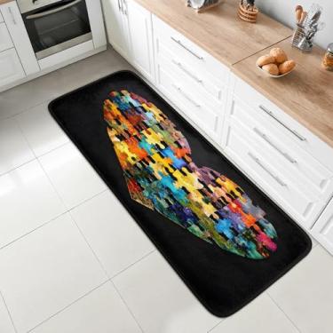 Imagem de 2 x tapete de corredor de 1,8 m, lavável, antiderrapante, tapete de entrada macio, tapetes de cozinha, para corredores, entrada, cozinha, banheiro, lavanderia, quarto, casa, decoração, amor, autismo