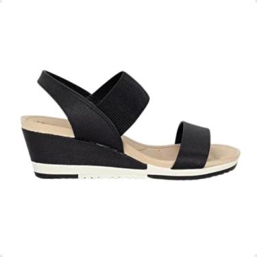 Imagem de Sandália Feminina Anabela Modare Preta, Elastico canelado preto, 35
