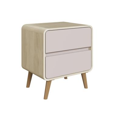 Imagem de Mesa de Cabeceira Curve 2 Gavetas Carvalho e Bege