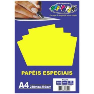Imagem de Papel Neon Amarelo A4 180g 20 Fls - Off Paper
