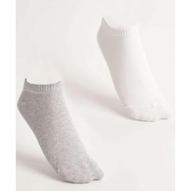 Imagem de Kit 2 Pares Meias Invisíveis Infantil Básicas Marisa-62005, Branco e c