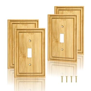 Imagem de 4 peças placa de cobertura para interruptor de luz de madeira 11,4 cm x 7 cm capas de placa de interruptor de madeira W ood capas de tomada Woden Light S bruxa C sobre P decoração de bambu decorativa