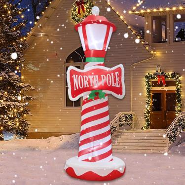 Imagem de Poptrend Decorações de Natal Infláveis Farol Inflável de 6 Pés - Decoração Inflável de Natal e X'Mas para Quintal, Gramado, Casa com Luzes Led de Natal - Maluco, Engraçado, Colorido (Farol de 6 Pés)