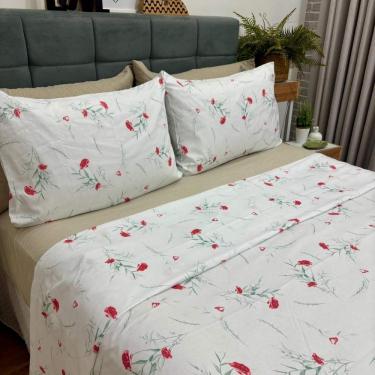 Imagem de Jogo De Cama Casal Bliss Estampado 100% Algodão 180 Fios 4 Peças Floratta/bege