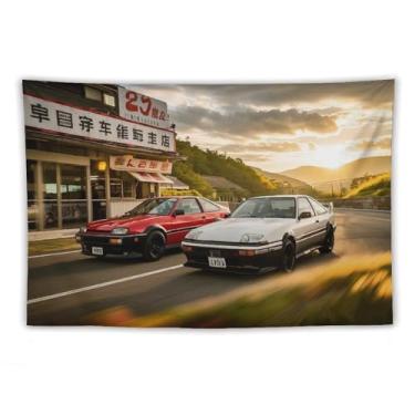 Imagem de HouLaiZhe Tapeçaria de carro Jdm 86 e Ae86 Corrida legal esportes pendurar na parede quarto decoração de casa tapeçarias estética piquenique decoração de parede arte de parede para dormitório sala de