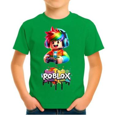 Imagem de Camiseta Camisa Infantil Juvenil Gamer Roblox MD3 - Casetal, Verde, 8