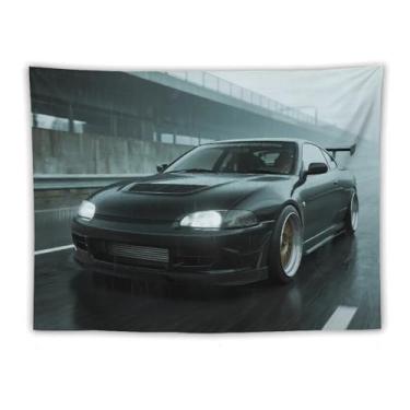 Imagem de HouLaiZhe JDM Tapeçaria de carro 3000 gt Guerreiro preto pendurado na parede quarto decoração de casa tapeçarias estética piquenique decoração de parede arte de parede para dormitório sala de estar