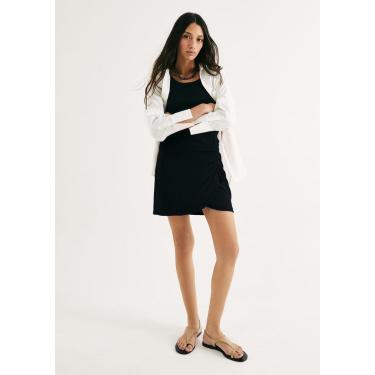 Imagem de Saia Curta Transpassada Em Ribana Lisa-Feminino