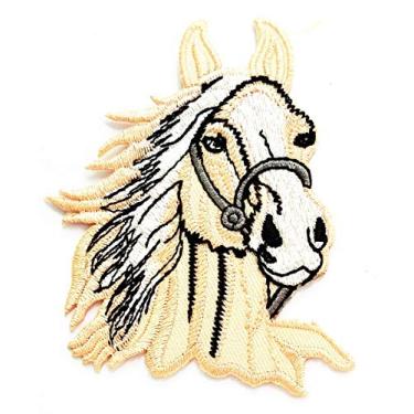 Imagem de Nipitshop Remendos Creme Cabeça de Cavalo Equitação Animal Fazenda Adesivos Roupas Mochilas Camiseta Jeans Saia Coletes Cachecol Chapéu Bolsa para Crianças Conjunto de Presente Feliz Aniversário