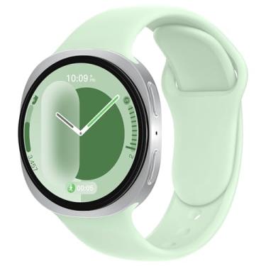 Imagem de Pulseira de silicone esportiva, compatível com Samsung Galaxy Watch 8 de 40 mm e 44 mm/Galaxy Watch 8 Classic de 46 mm, pulseira S Watch masculina e feminina (menta clara, Galaxy Watch 8/8Classic)