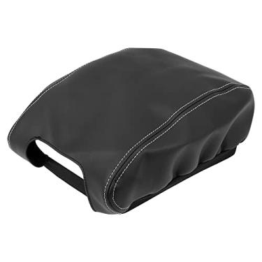 Imagem de X AUTOHAUX Tampa do console central do carro, apoio de braço, capa protetora de microfibra de couro de substituição para Jeep Wrangler 2011-2017 preto cinza