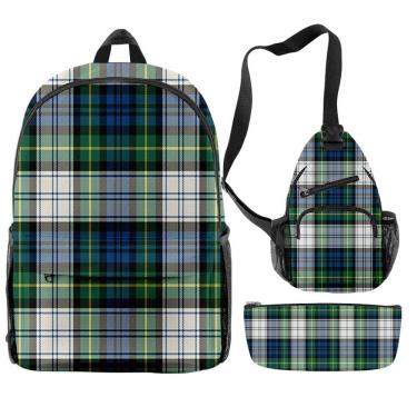 Imagem de Conjunto de mochilas: bolsa xadrez com impressão 3D para crianças e escolas, 3 unidades