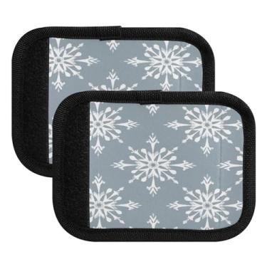 Imagem de Qilmy Mandala Flocos de Neve Alça de Bagagem Embalagem com 4 Identificadores de Bagagem Identificadores de Bagagem Capa de Punho Confortável para Carrinho de Bebê, Mala, Avião, Acessórios de