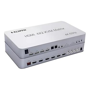 Imagem de Switch Matrix 4x2 Com Kvm Hdmi 3840 60hz 2 Monitores E 4 Pc