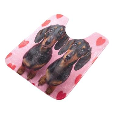 Imagem de Burbuja Tapete de banheiro para cães Valentine, tapete de banho absorvente de pelúcia macio, base antiderrapante para piso de banheiro, oval em forma de U
