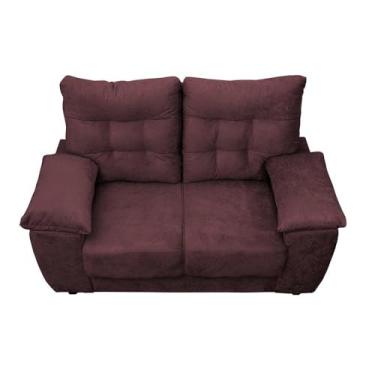 Imagem de Sofá de 2 Lugares 1,52m - Tecido Camurça Vinho, Encosto Removível, Design Moderno e Confortável para Sala de Estar